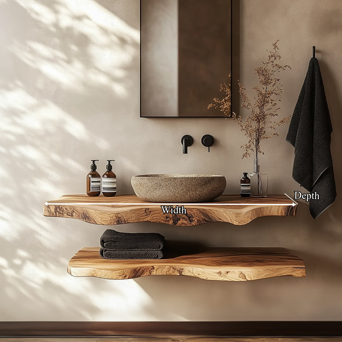 Mid Century Bathroom Vanity Shelf Minimalist Wood Bathroom Decor