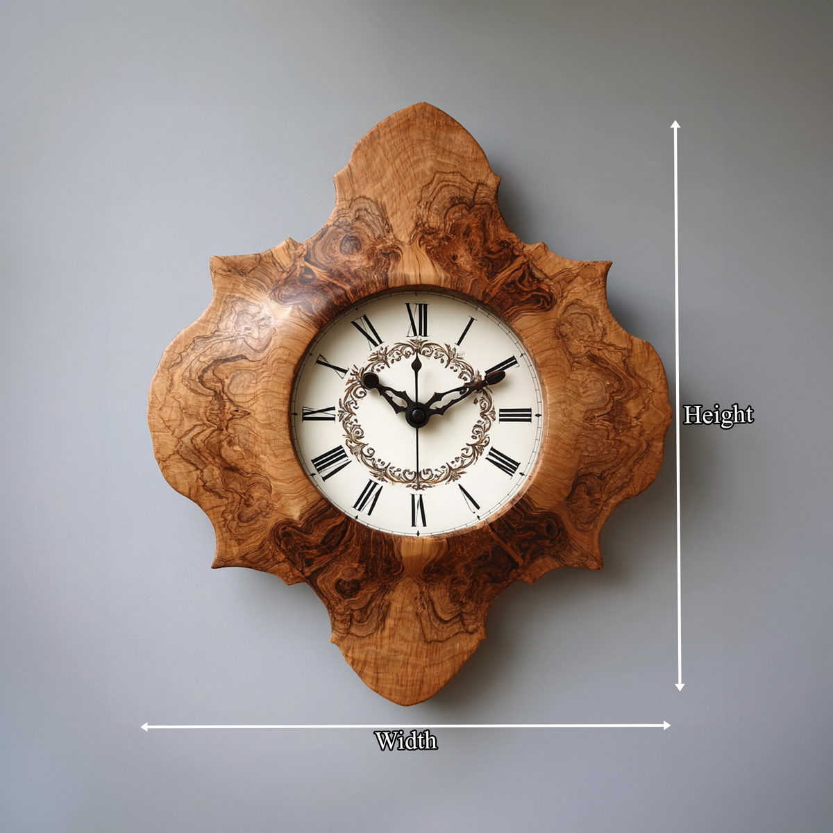 Rustic Unique Wood Wall Clock, Handcrafted Large Live Edge Tree Slice Silent Clock