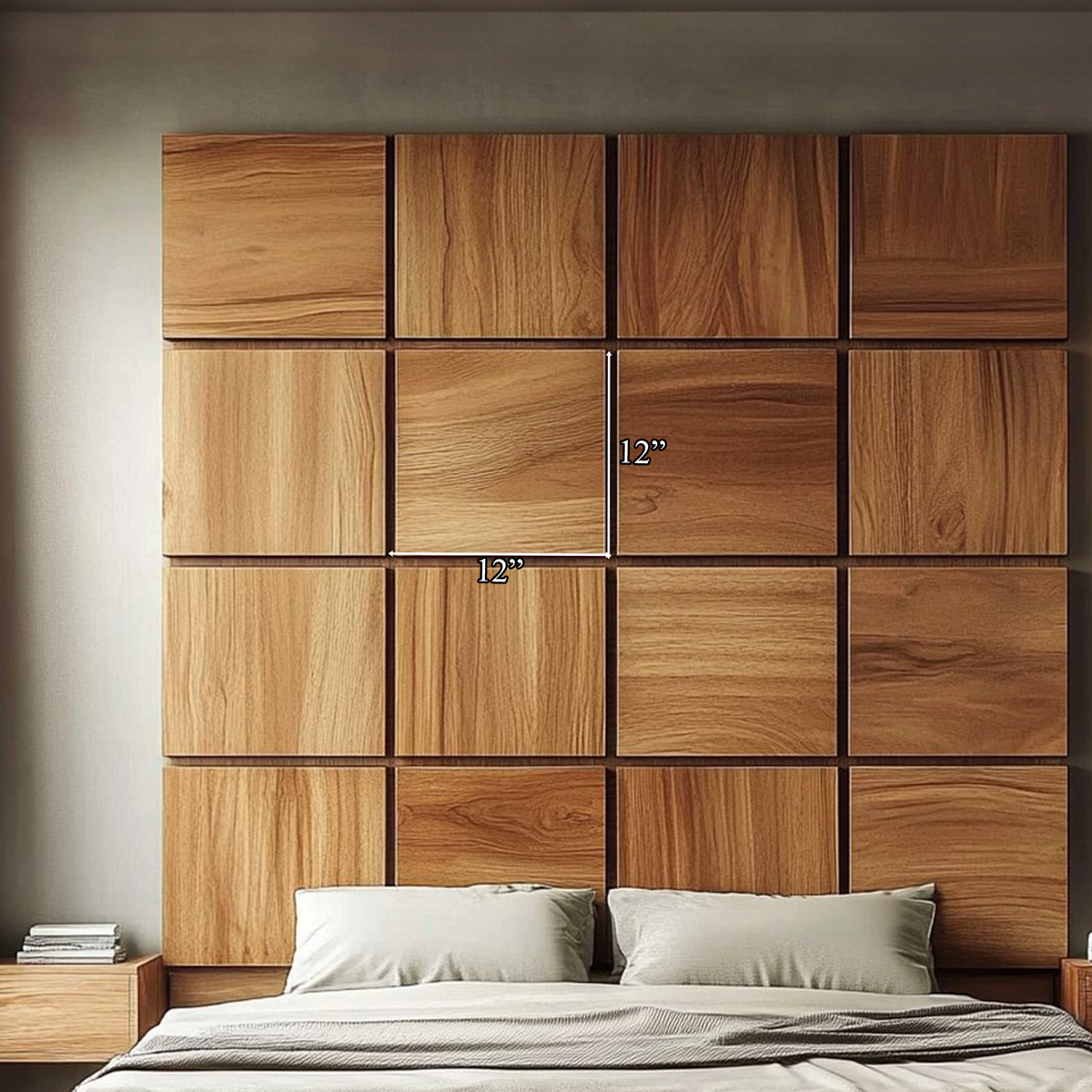 Handcrafted Wooden Panel Headboard Solid Wood Bedroom Interior Clean Line Design