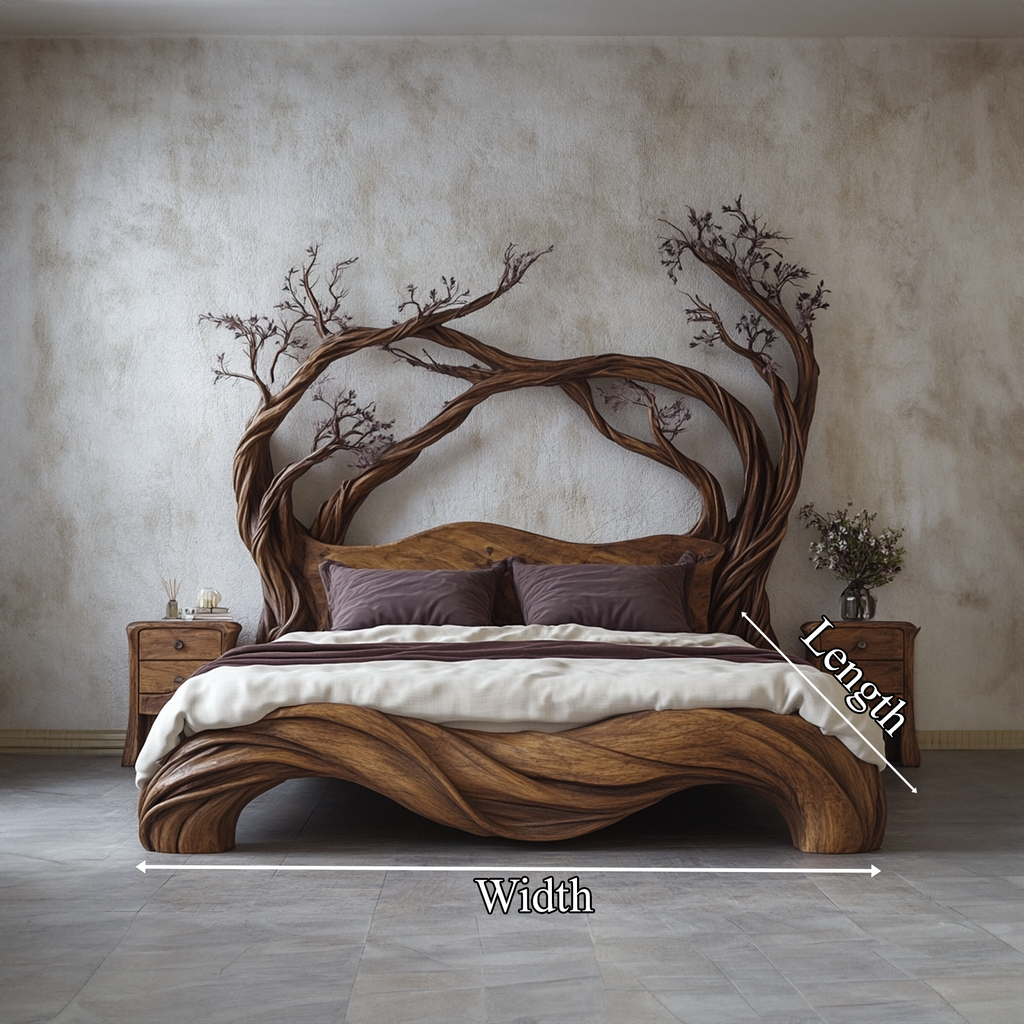 Mid Century Bedroom Low Profile Wood Bed