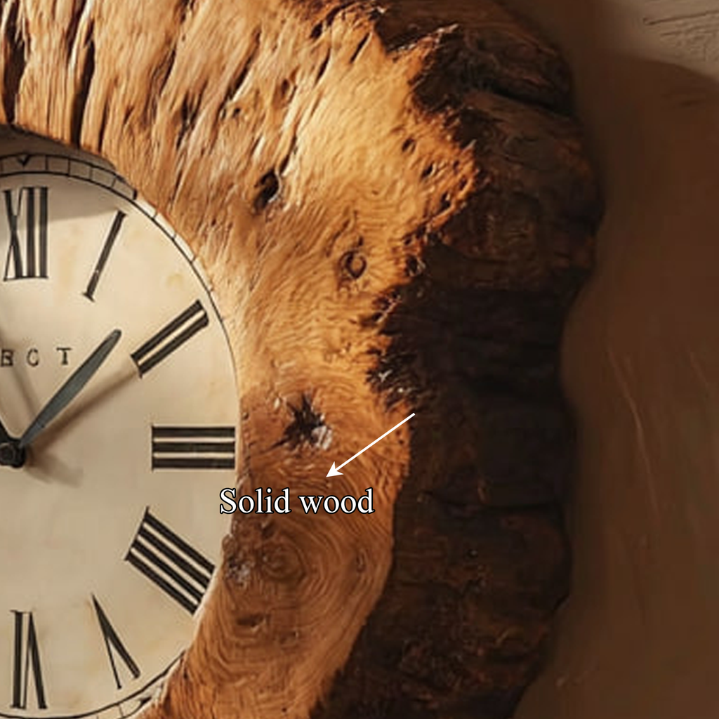 Rustic Organic Wood Wall Clock Home Interior or Hallway