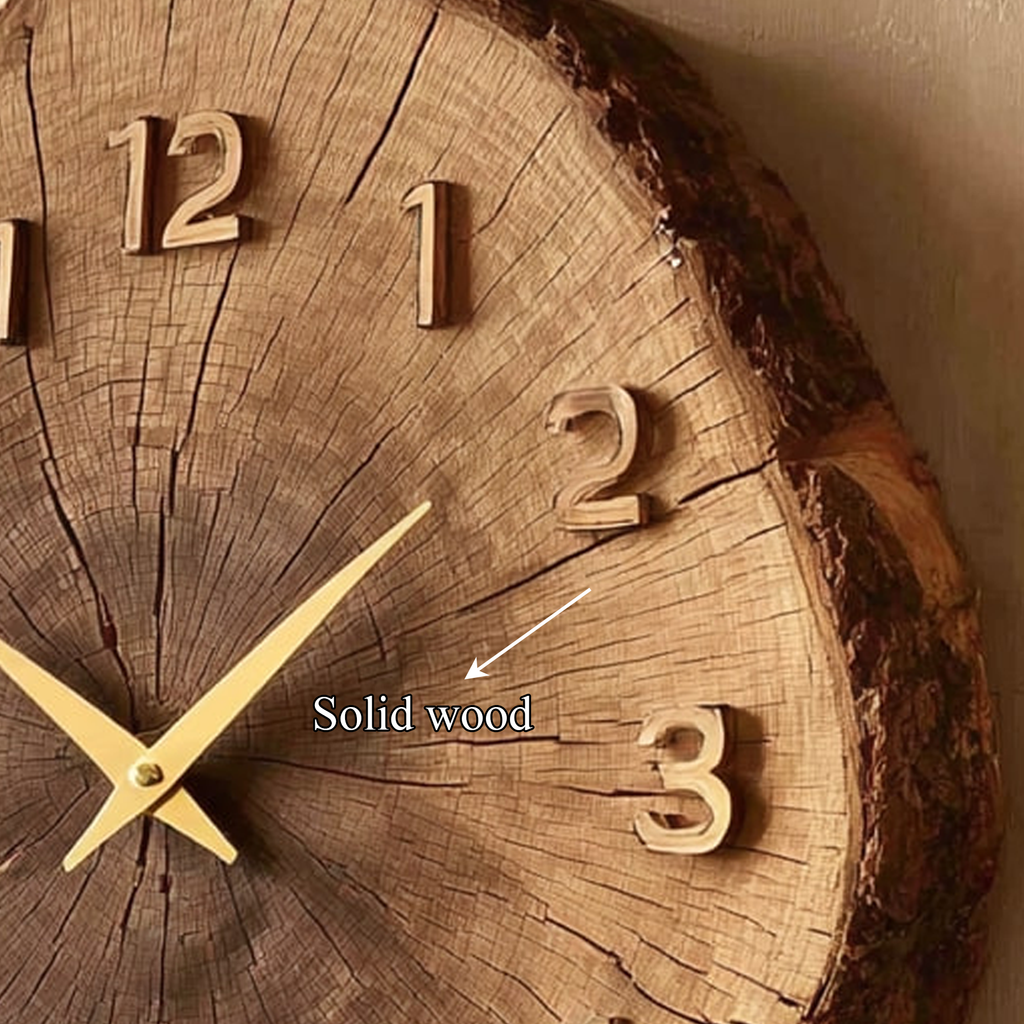 Rustic Timber Slice Wooden Wall Clock Entryway or Hallway