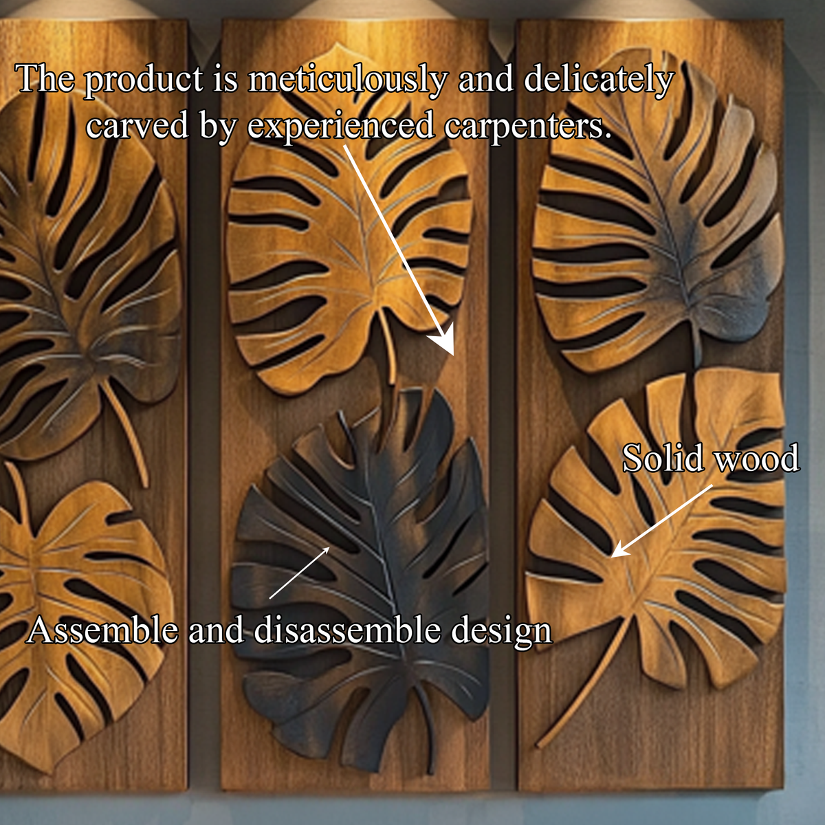Layered Monstera Solid Wood Wall Art Contemporary Botanical Decor