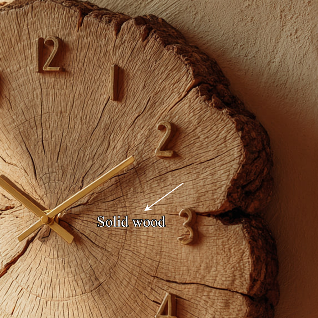Rustic Solid Wood Slice Wall Clock, Unique Handcrafted Tree Branch Clock