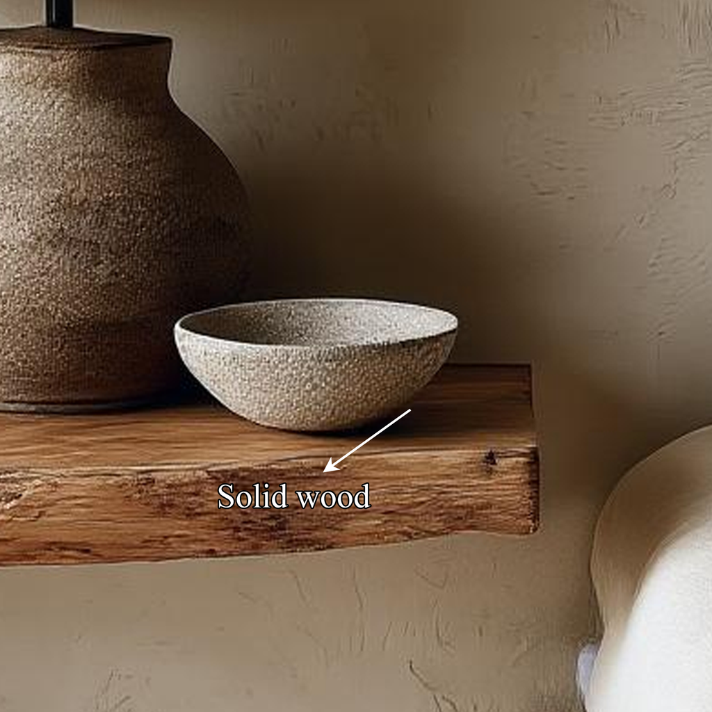 Floating Nightstand, Rustic Live Edge Tamarind Wood Bedside Shelf