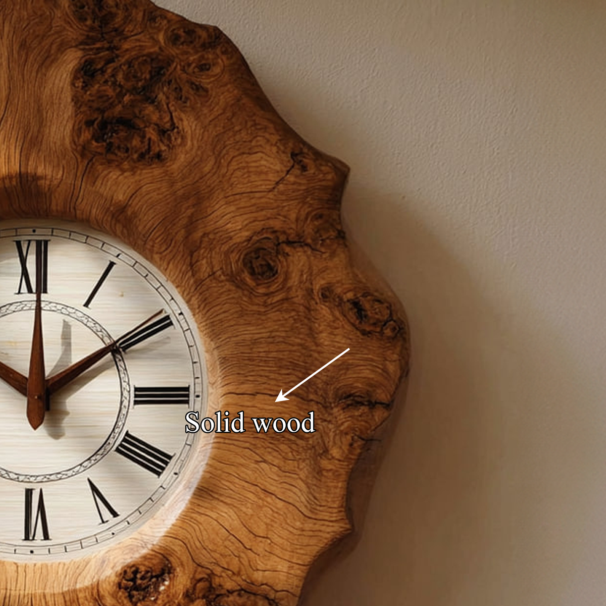 Wood Wall Clock, Organic Live Edge Slab for Kitchen or Dining Room
