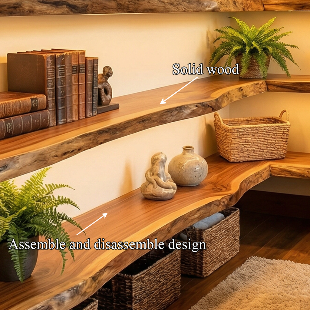 Farmhouse Corner Floating Shelf, Solid Wood Living Room Shelf