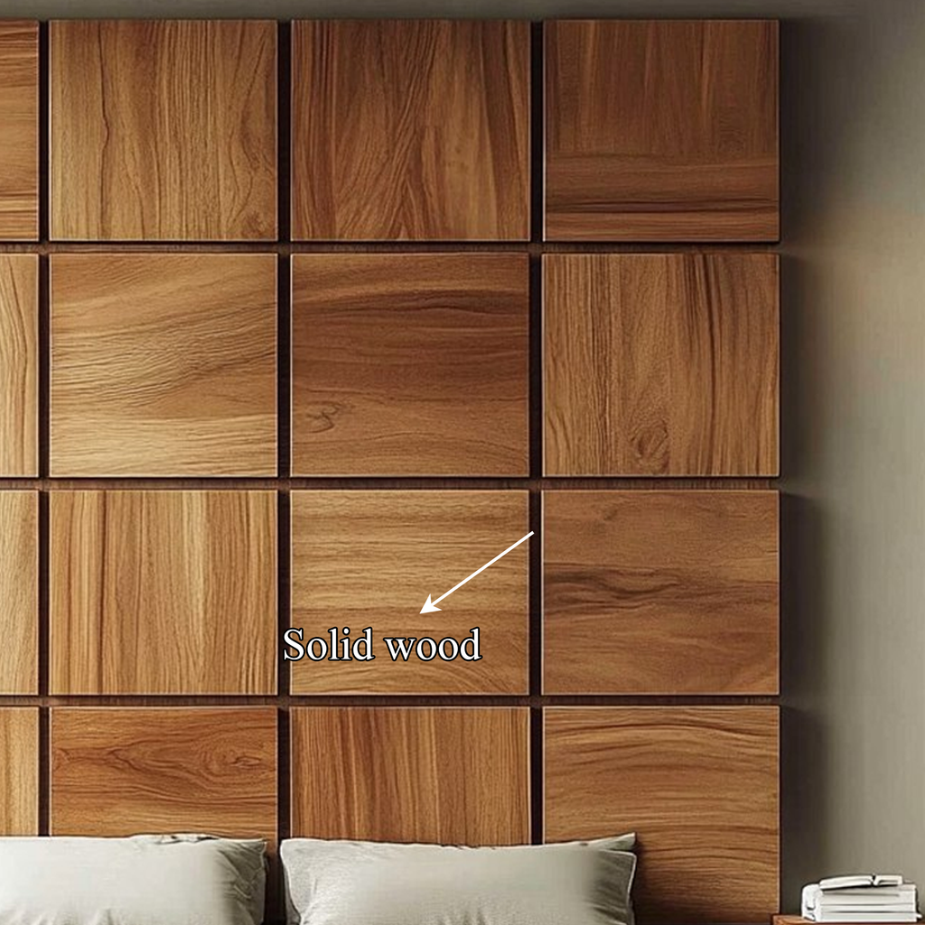 Handcrafted Wooden Panel Headboard Solid Wood Bedroom Interior Clean Line Design