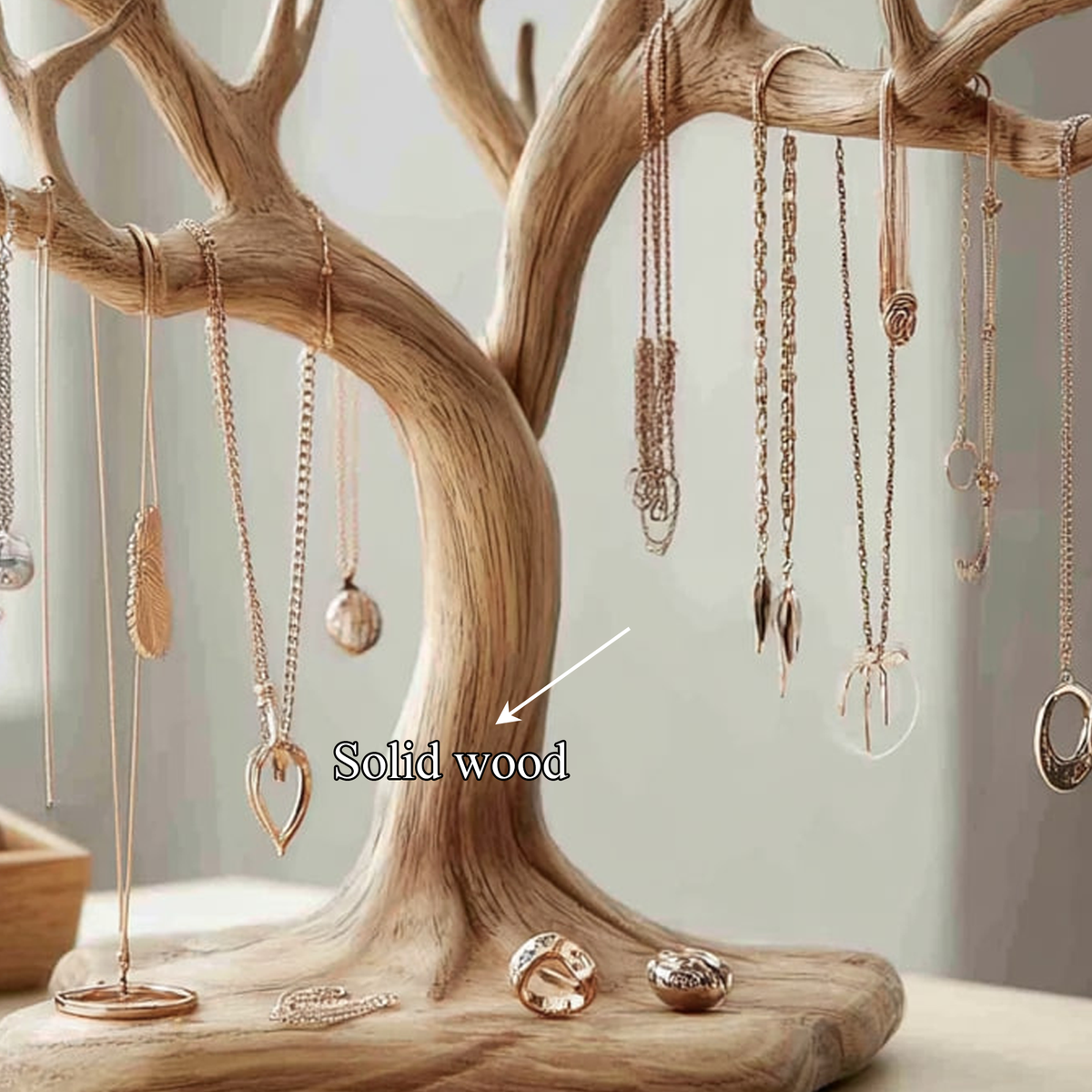 Jewelry Tree Stand, Organic Solid Wood Necklace and Earring Holder