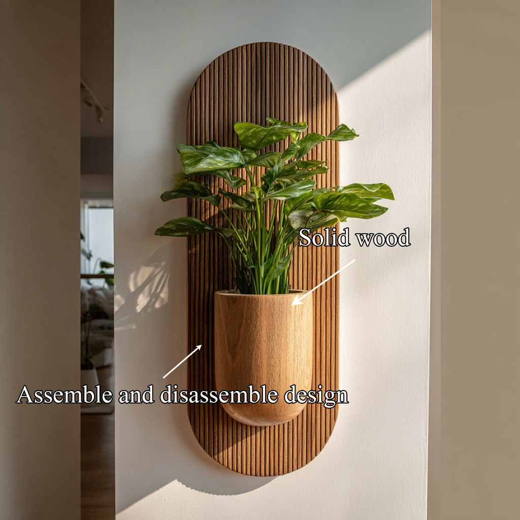 Rustic Wall Planter, Solid Wood Hanging Plant Display for Entryway