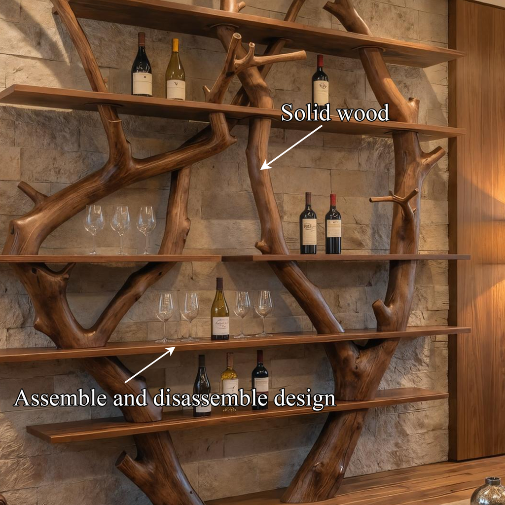 Contemporary Wooden Wine Rack Wall Shelf For Kitchen Dining Room Home Bar