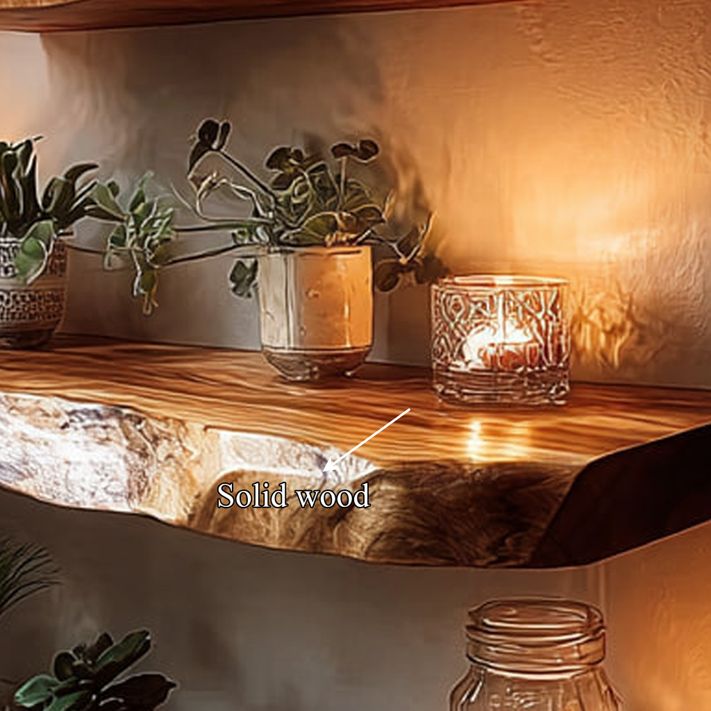 Live Edge Candle Shelf, Rustic Tamarind Wood Floating Bedroom Ledge