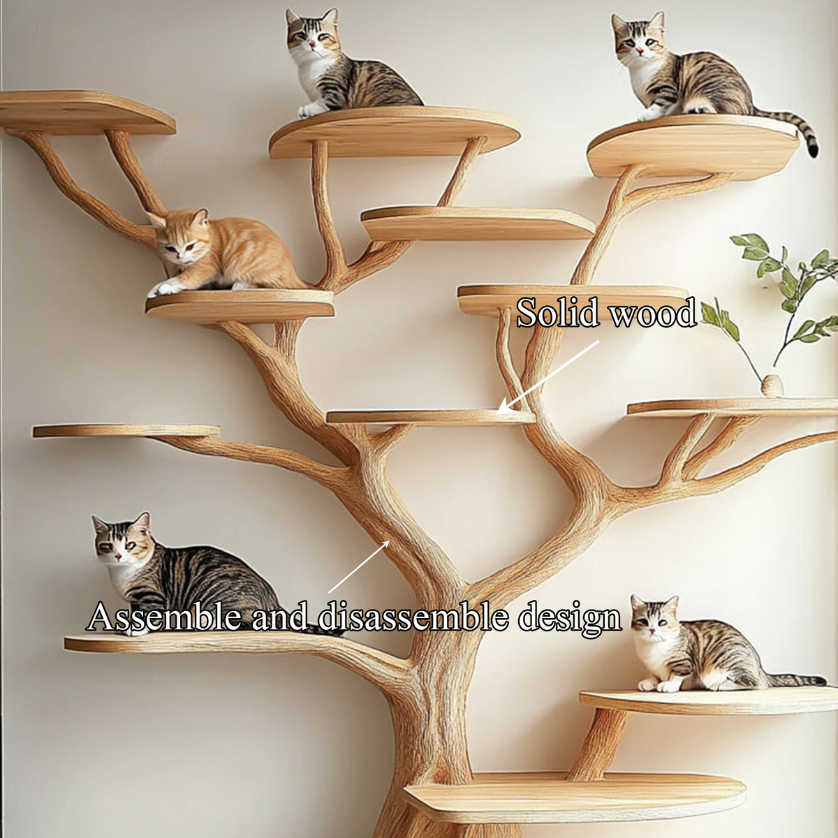 Artistic Cat Tree Sculptural Multi-Tier Climbing Shelf For Modern Living Room