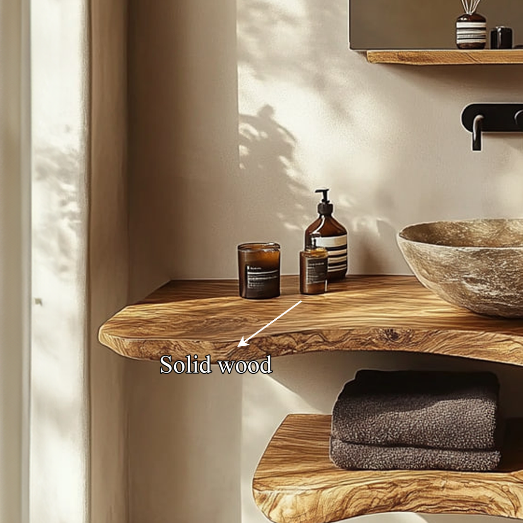 Freestanding Bathroom Vanity Stand, Mid Century Solid Wood Basin Shelf