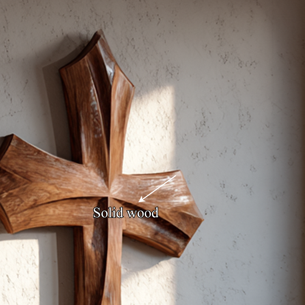 Rustic Wall Cross, Handmade Natural Wood Accent for Prayer Room