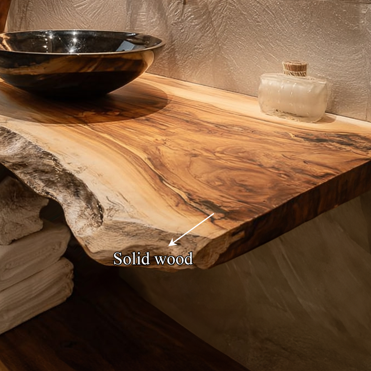 Natural Edge Floating Vanity, Reclaimed Wood Powder Room Countertop