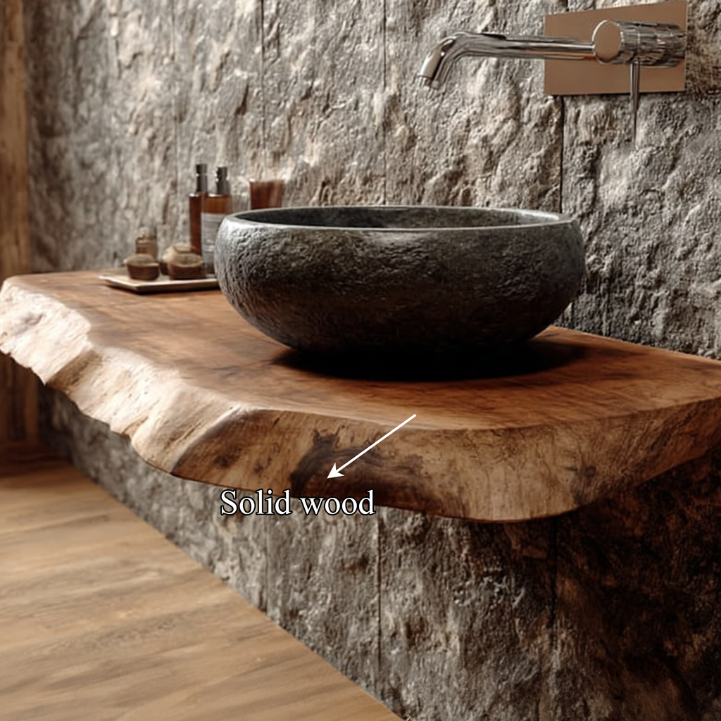 Live Edge Powder Room Vanity Shelf Reclaimed Wood Floating Counter