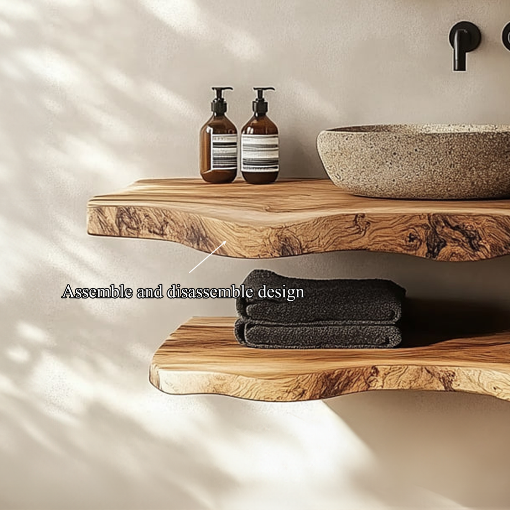 Mid Century Bathroom Vanity Shelf Minimalist Wood Bathroom Decor