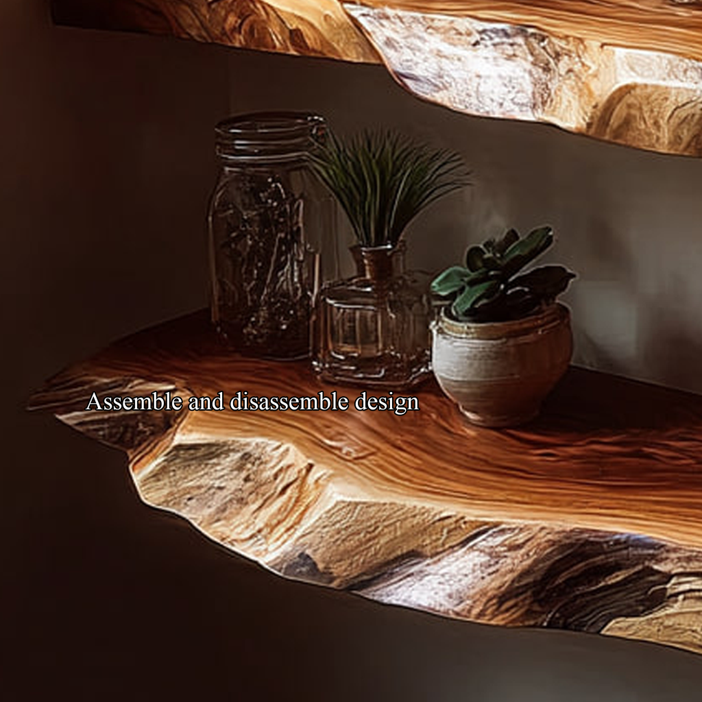Live Edge Candle Shelf, Rustic Tamarind Wood Floating Bedroom Ledge