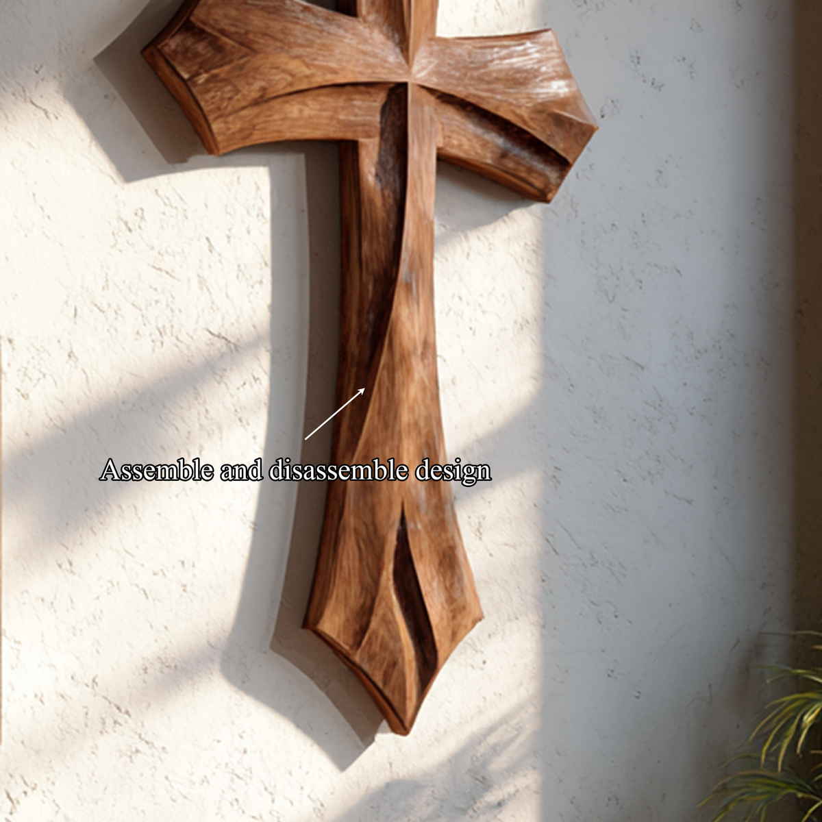 Rustic Wall Cross, Handmade Natural Wood Accent for Prayer Room