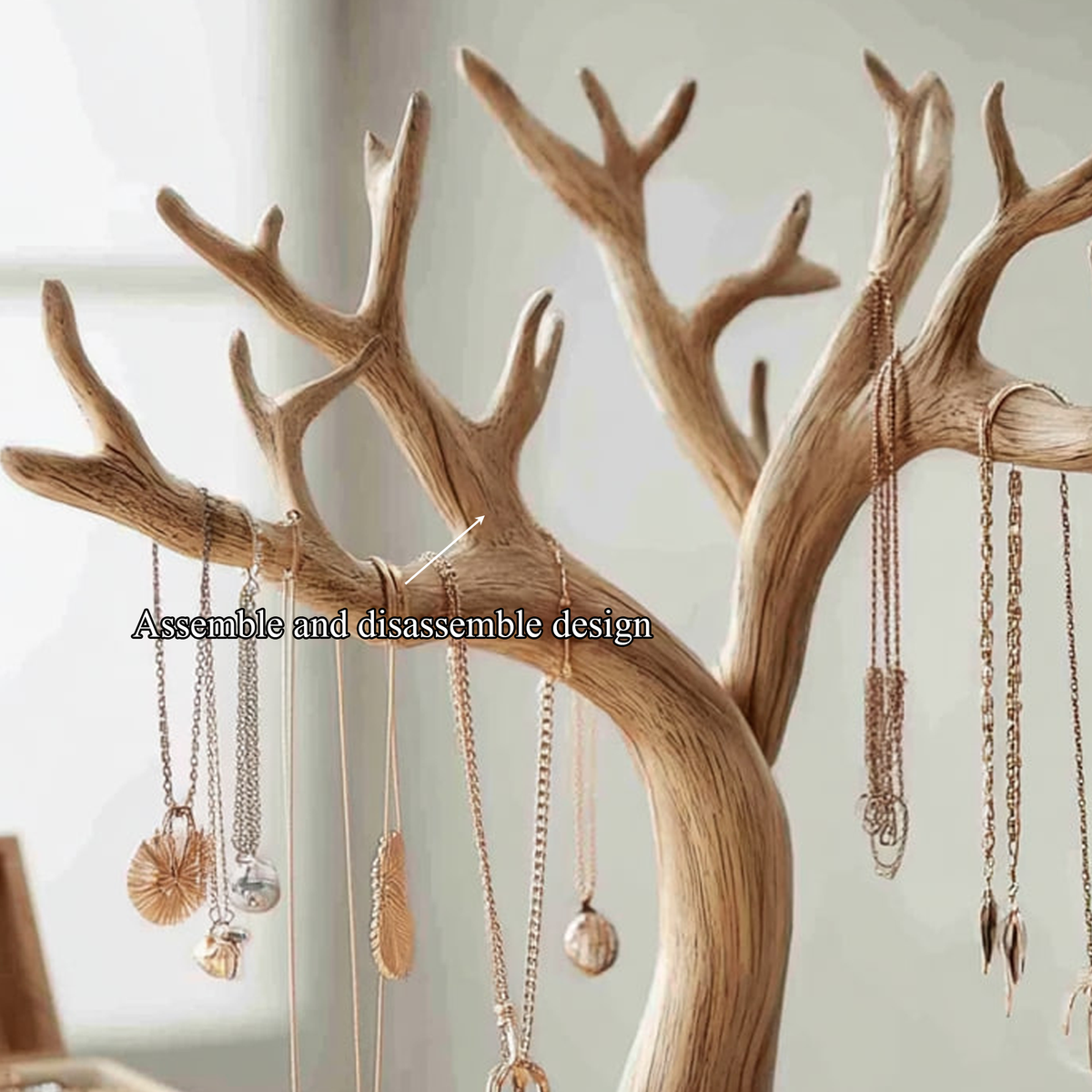 Jewelry Tree Stand, Organic Solid Wood Necklace and Earring Holder