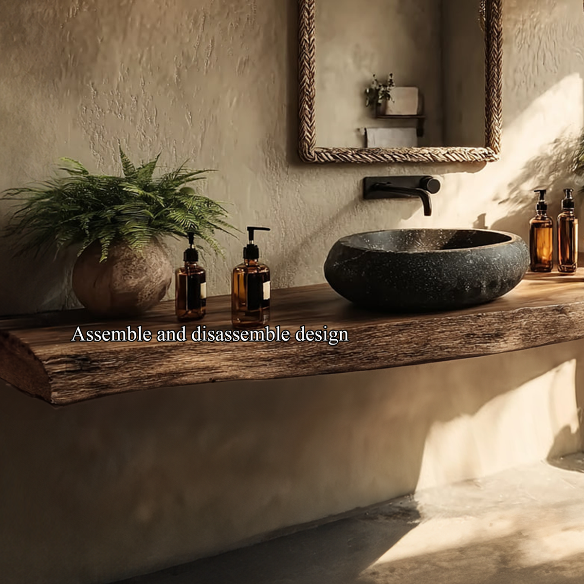 Live Edge Wood Vanity Countertop, Floating Washroom Sink Shelf