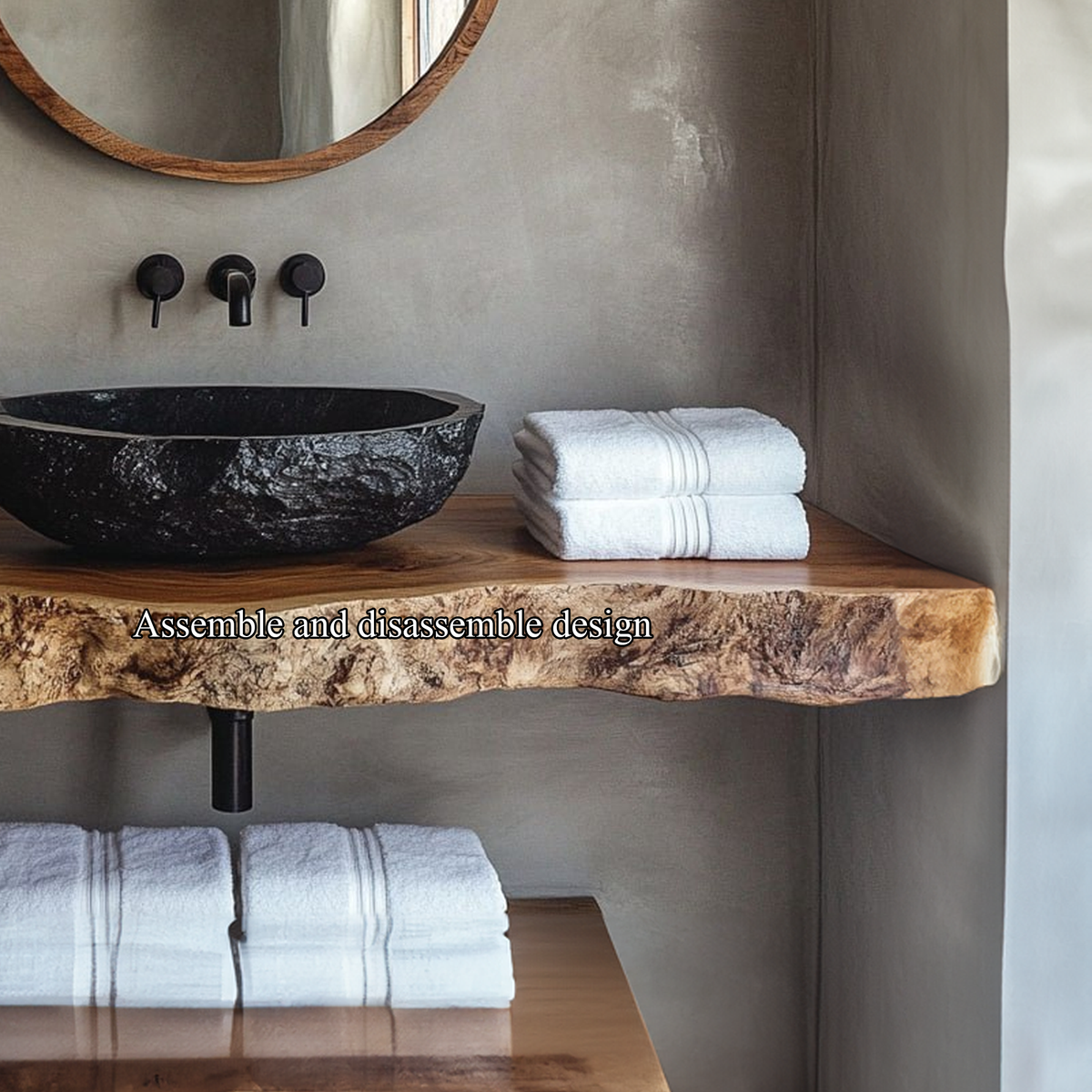 Live Edge Bathroom Vanity Top, Rustic Floating Wood Sink Shelf