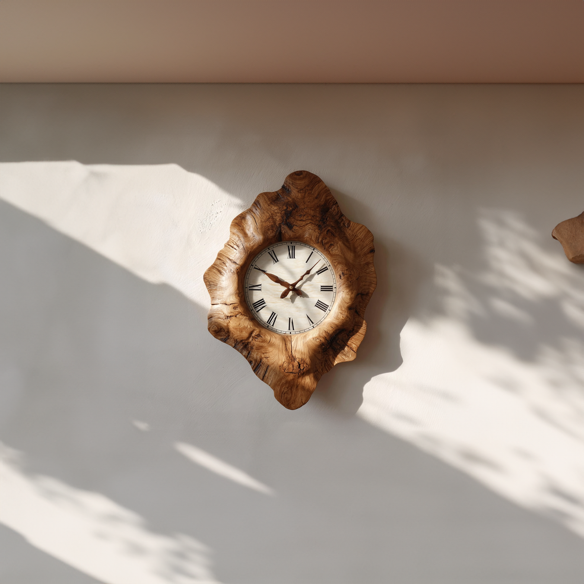 Rustic Organic Wooden Wall Clock, Handcrafted Tree Slice Large Silent Clock