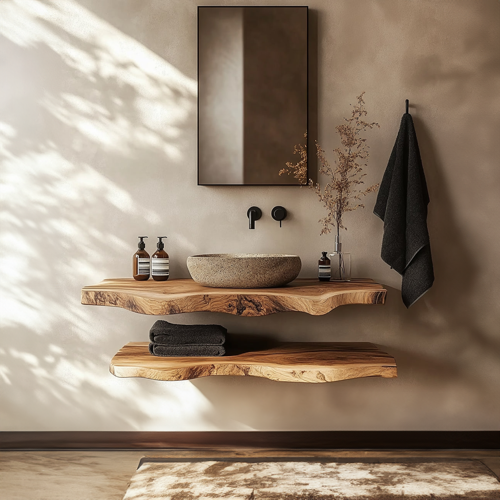 Mid Century Bathroom Vanity Shelf Minimalist Wood Bathroom Decor