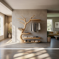 Handcrafted Wooden Tree Coat Rack Bedroom Space