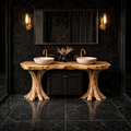 Luxury Organic Solid Wood Bathroom Vanity Tree Base Statement Design