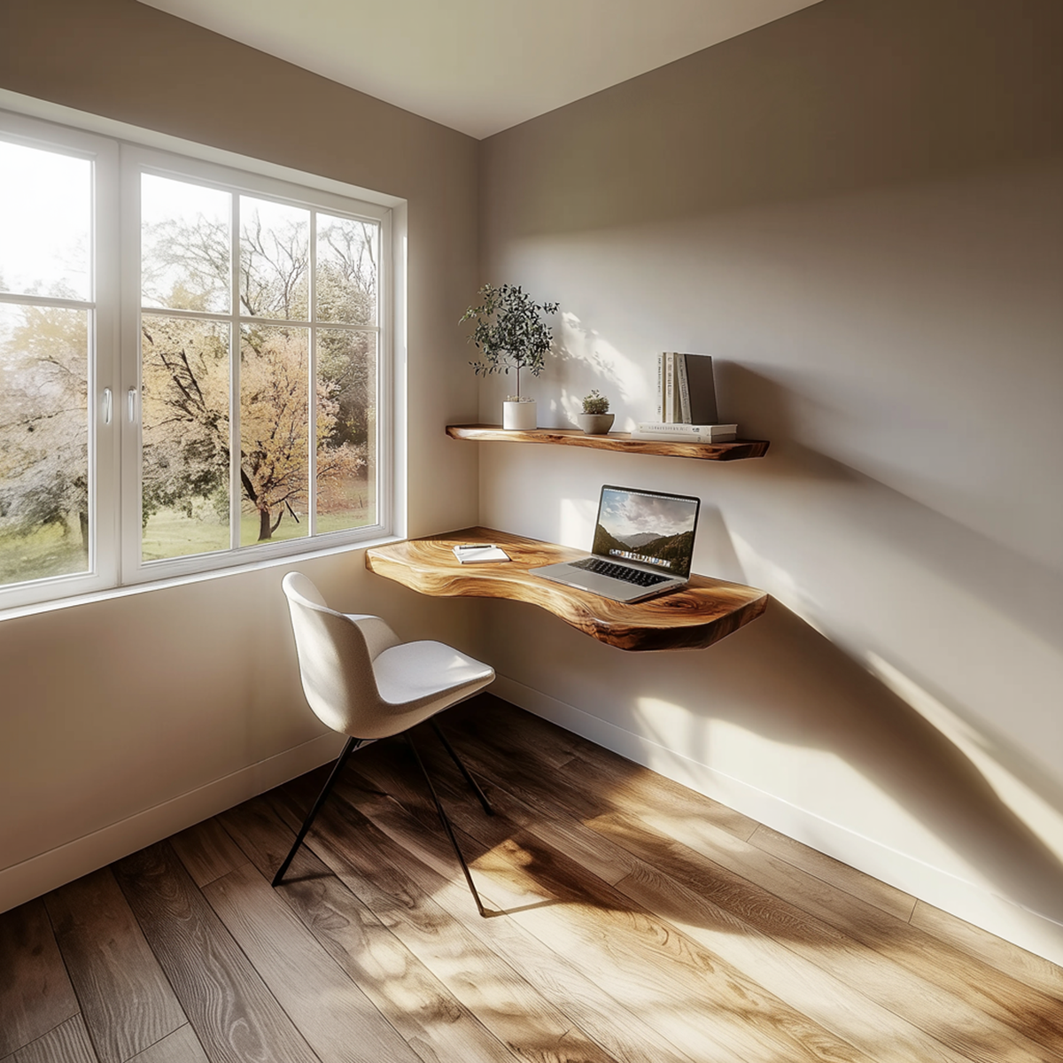 Live Edge Wall Desk, Floating Solid Wood Home Office Desk
