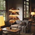 Layered Solid Wood Corner Wall Shelves Warm Minimal Interior Style