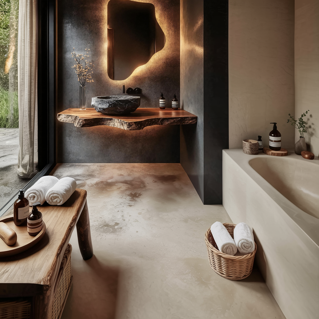 Rustic Bathroom Vanity Console, Live Edge Solid Wood Sink Stand