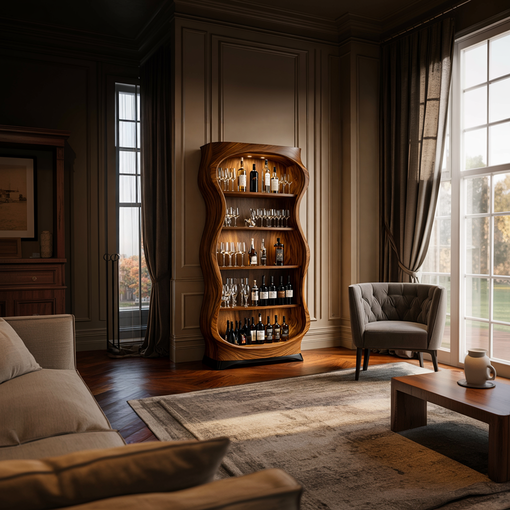Luxury Wooden Wine Storage Cabinet Living Room