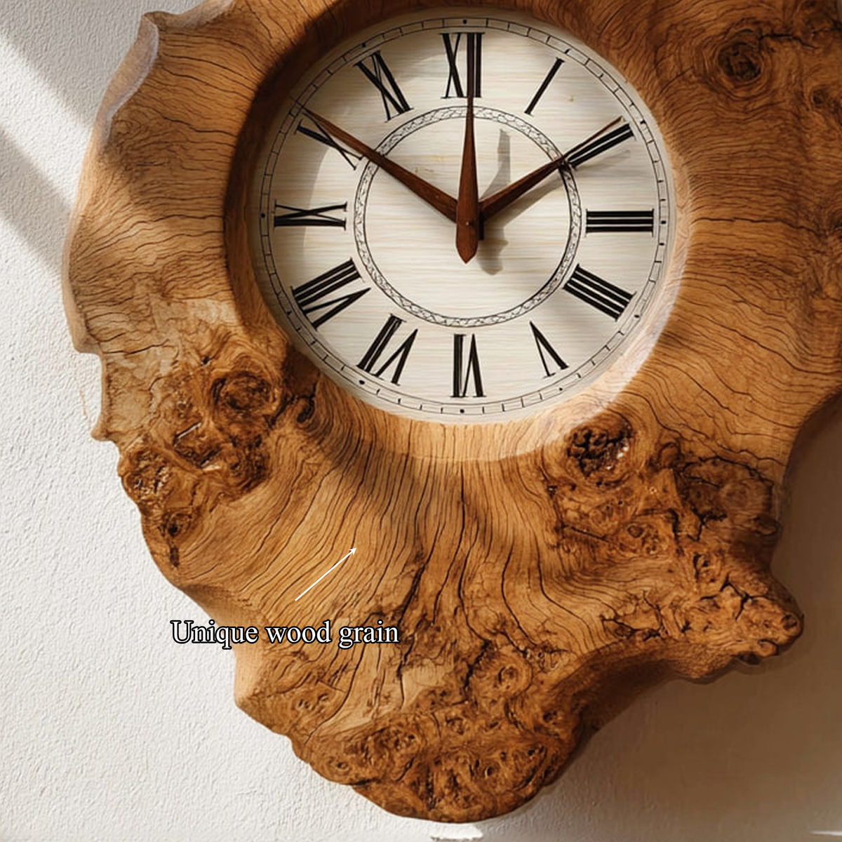 Wood Wall Clock, Organic Live Edge Slab for Kitchen or Dining Room