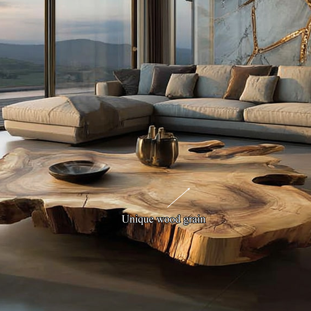Live Edge Coffee Table, Organic Modern Solid Wood Slab Centerpiece