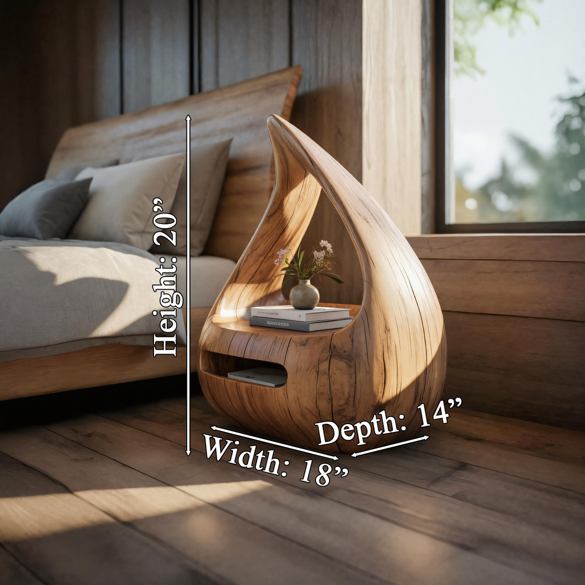 Artistic Teardrop Nightstand With Organic Design For Modern Bedroom