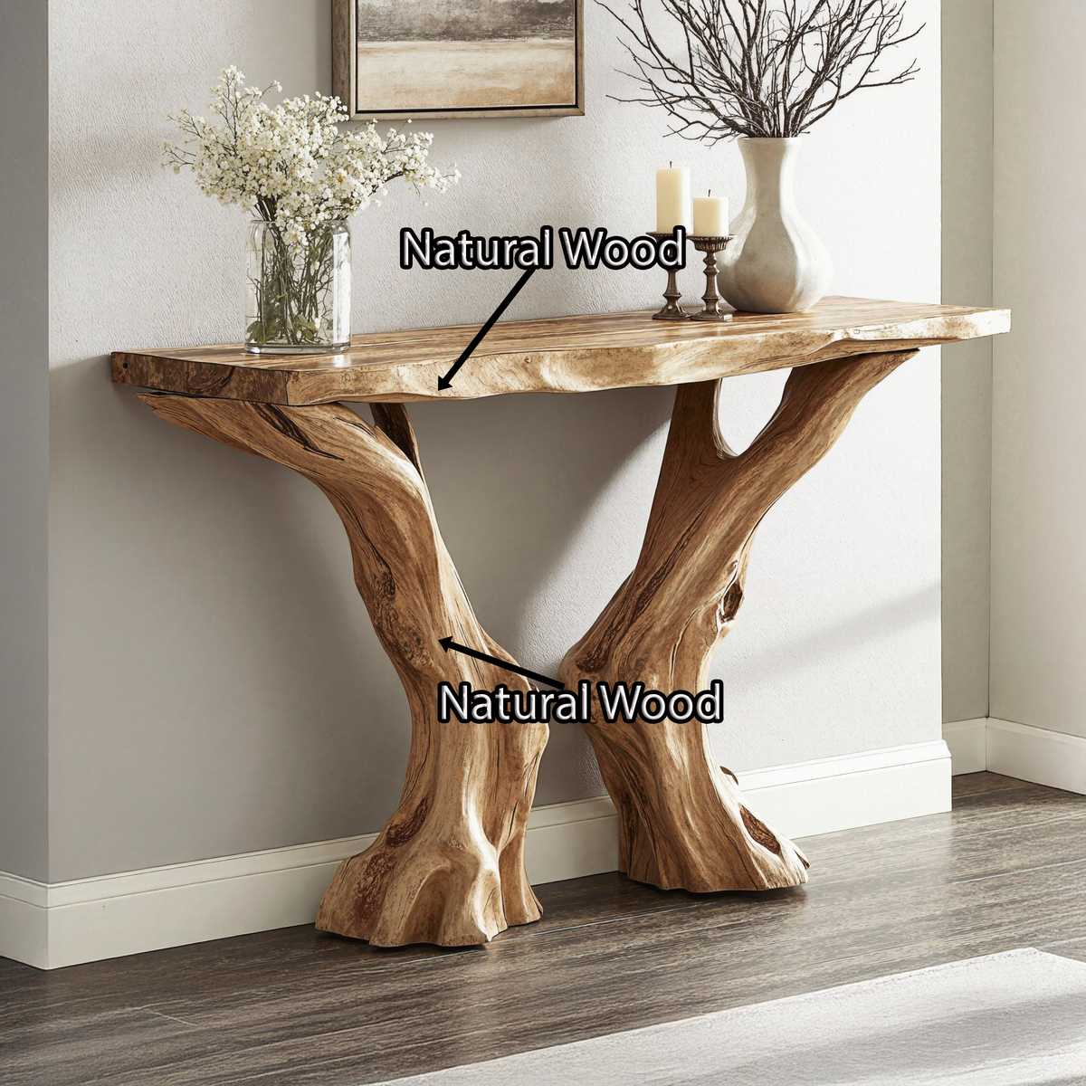 Live Edge Rustic Wood Console Table For Stunning Entryways