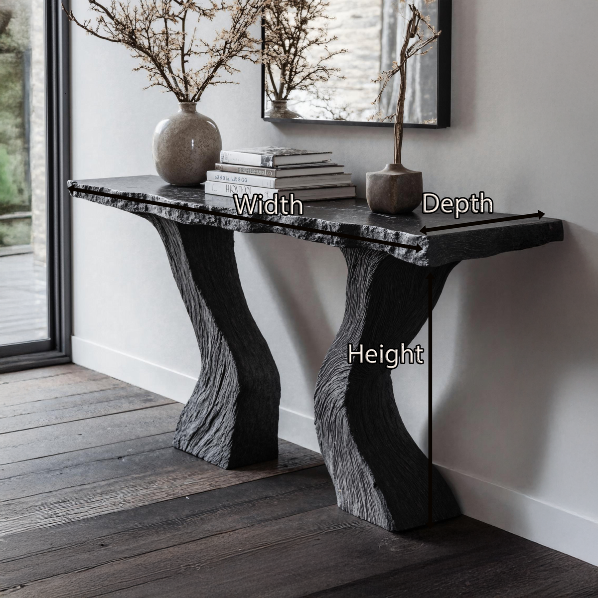 Handcrafted Black Wood Console Table For Entryways