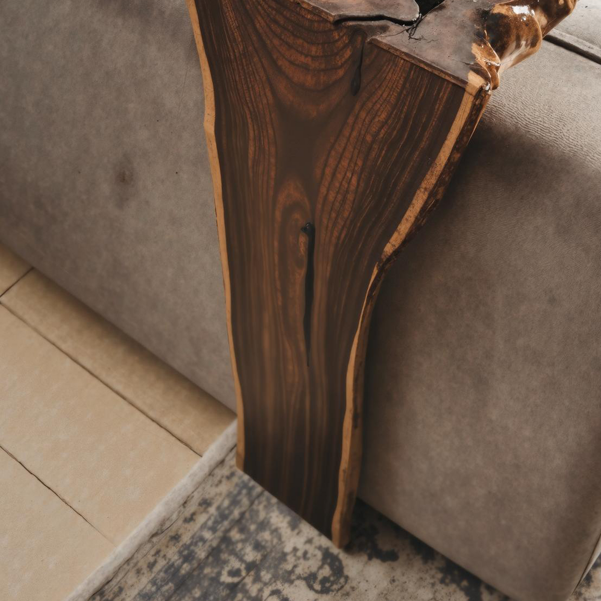 Couch Arm Tray Table, Farmhouse Waterfall Solid Wood Armrest Table