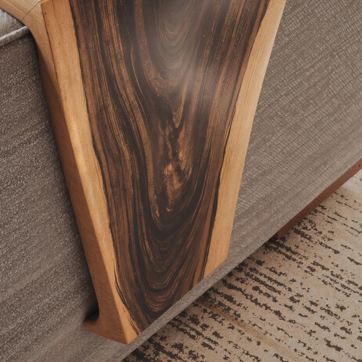 Handmade Armrest Table For Sofa With Natural Wood Design
