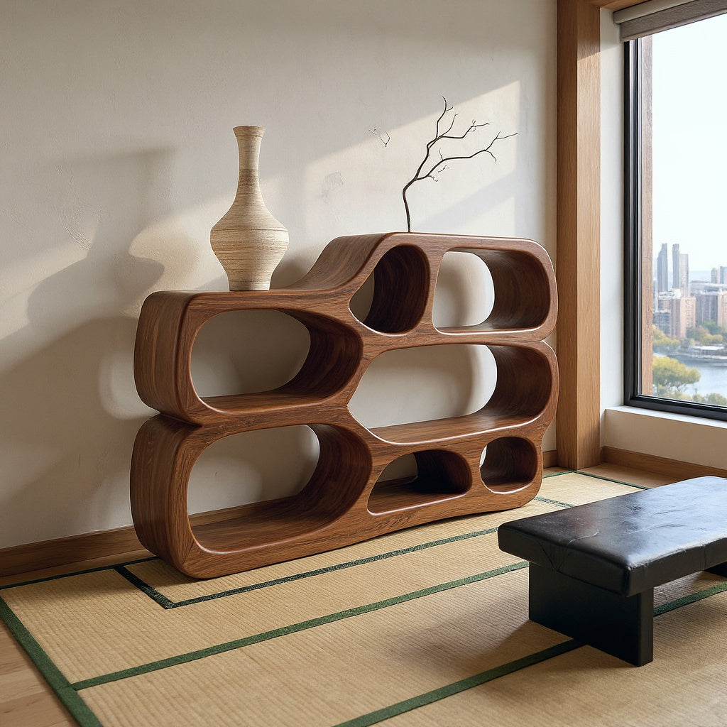 Artistic Curved Bookshelf For Living Room Styling