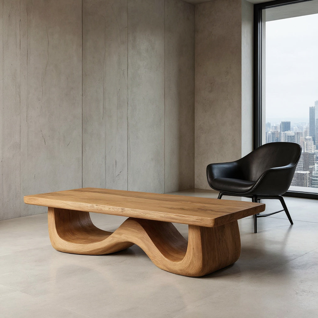 Artistic Sculptural Coffee Table Curved Base Design For Living