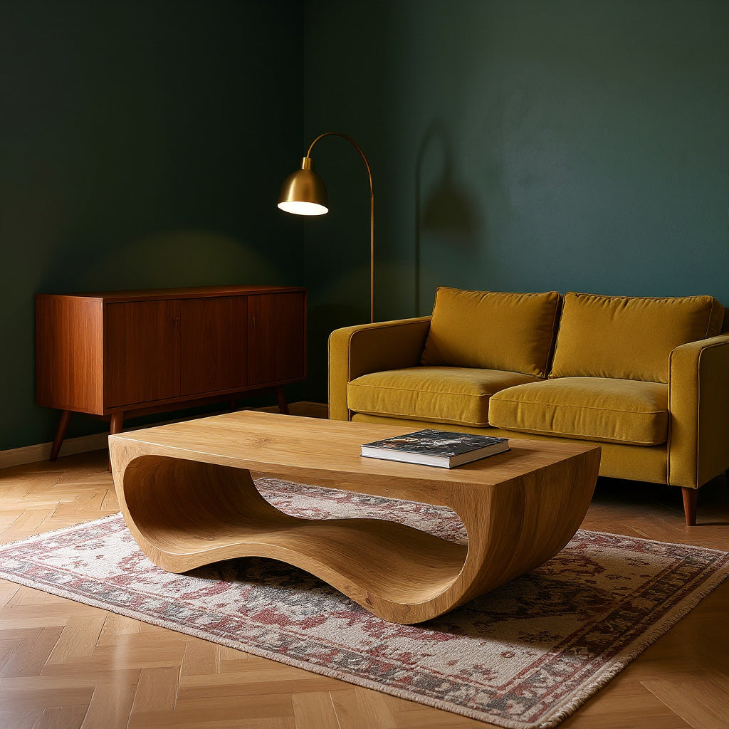 Artistic Sculptural Curved Coffee Table For Living Room