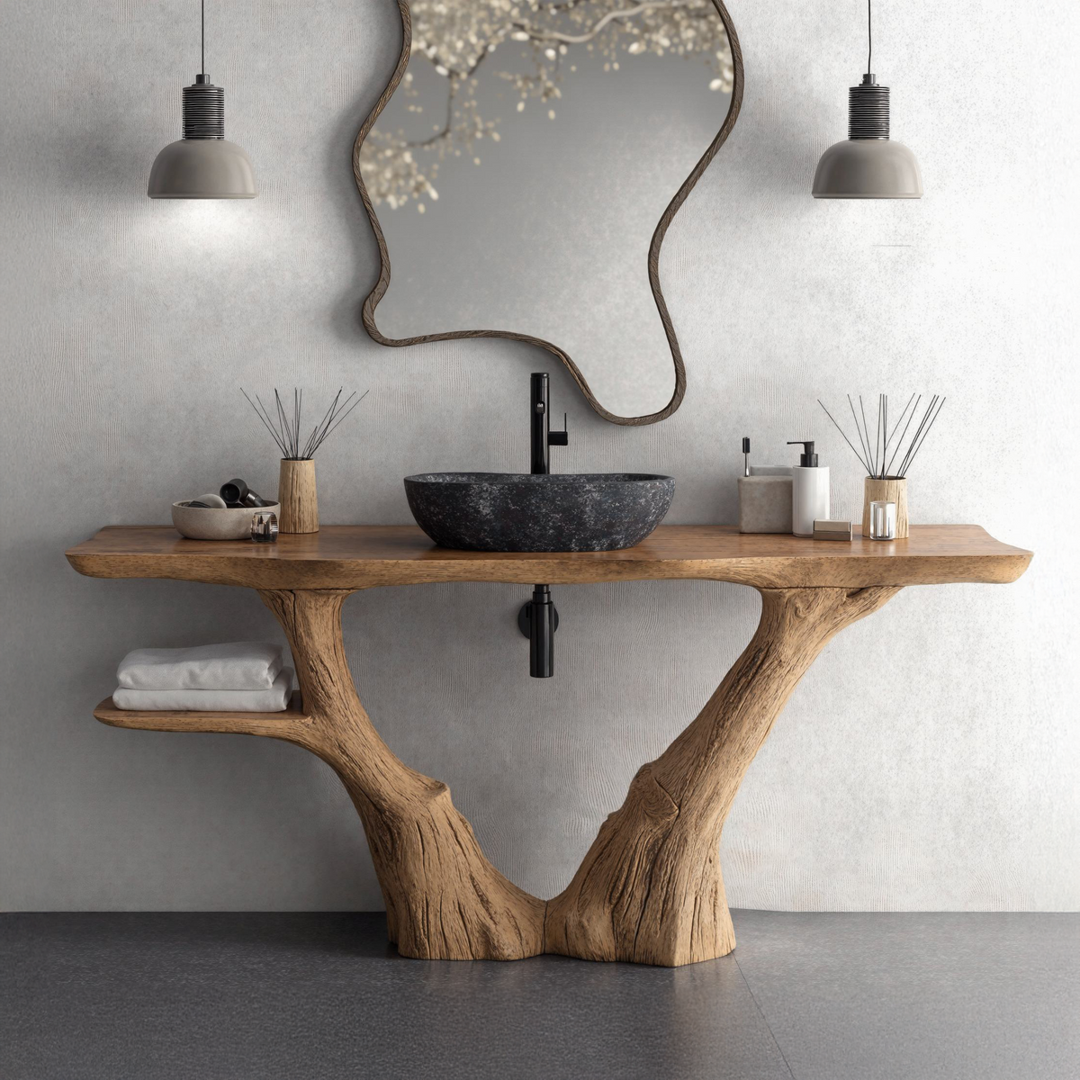 Handcrafted Counter Vanity For Stylish Bathroom Interiors