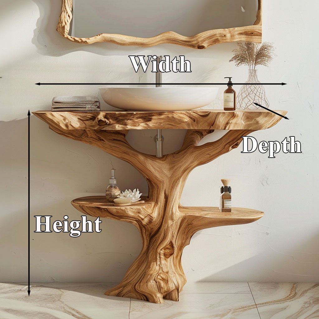 Reclaimed Wood Bathroom Vanity, Live Edge Farmhouse Sink Cabinet