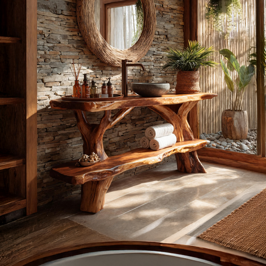 Handcrafted Solid Wood Vanity For Stylish Bathroom Furniture Design