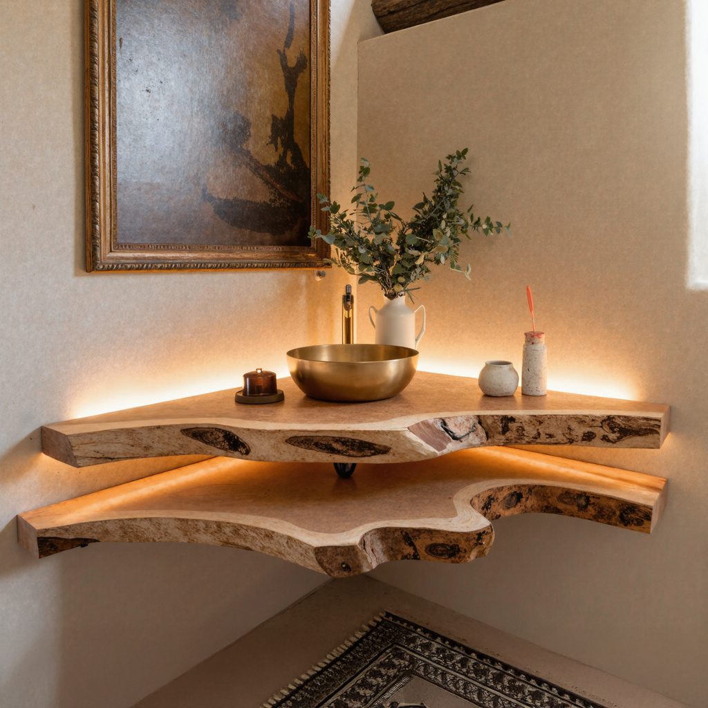 Floating Bathroom Corner Shelf – Style 2