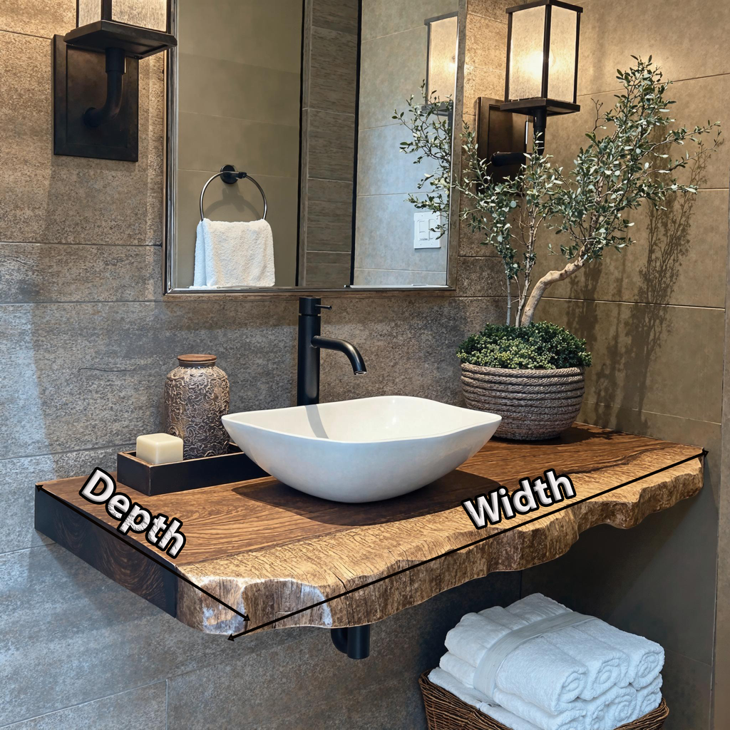 Floating Vanity Shelf For Bathroom With Modern Wooden Design